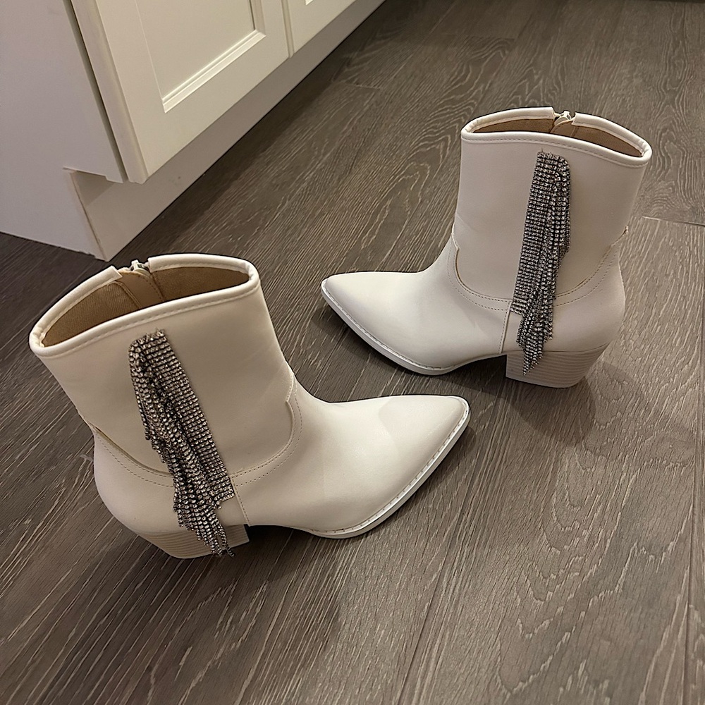 Crystal fringe cowboy boots
